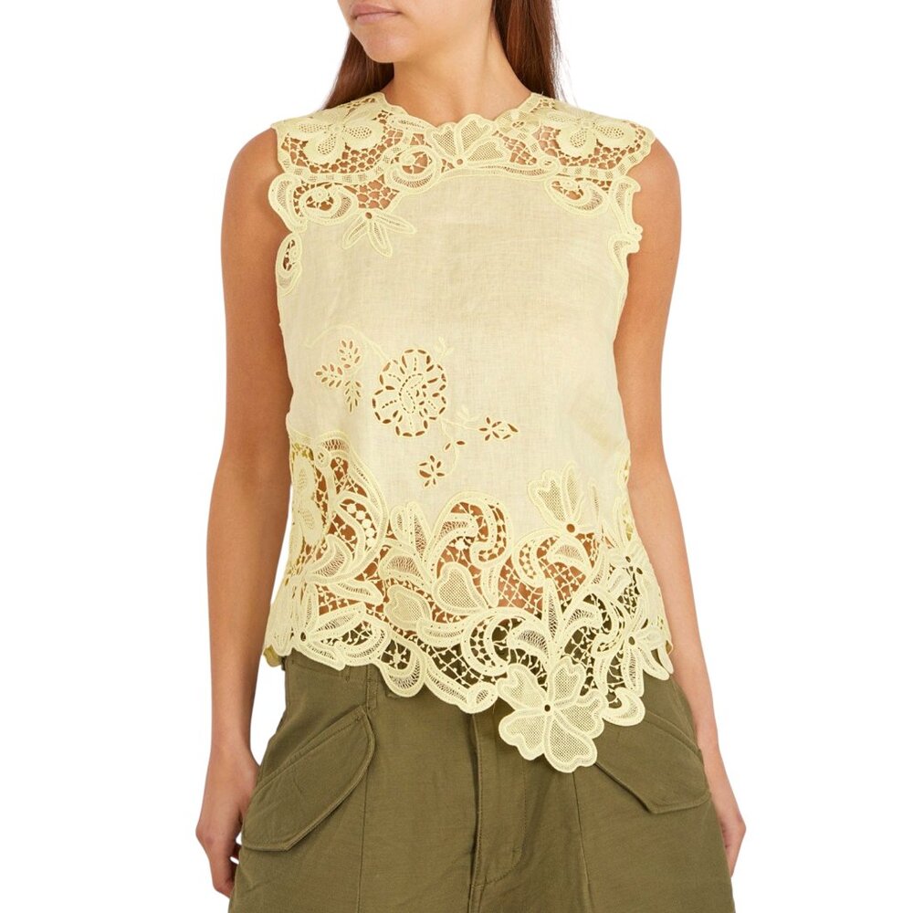 ULLA JOHNSON MARLIS GUIPURE LACE PANELED TOP SIZE S, 4 NEW - Picture 7 of 13